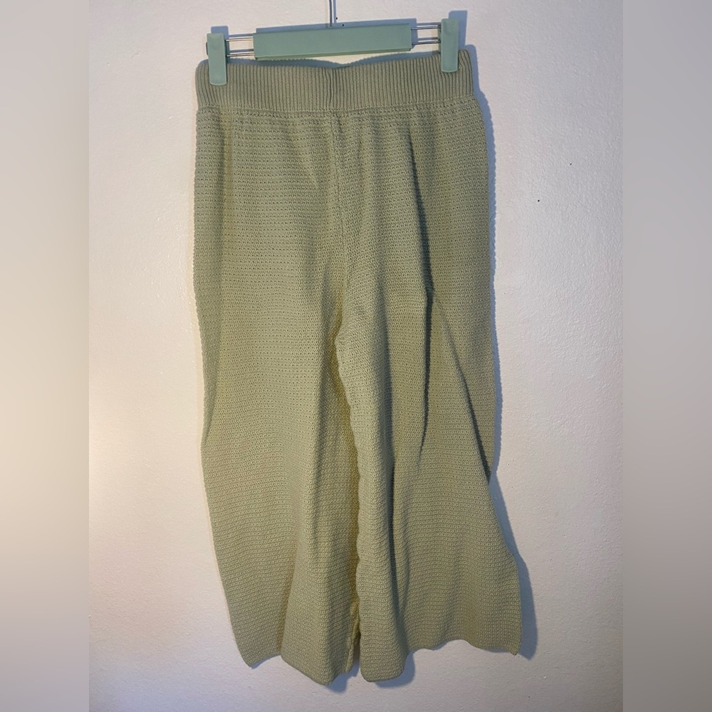 Sincerely Jules Knit Wide-Leg Pants Sage Green Textured Lounge Women’s M